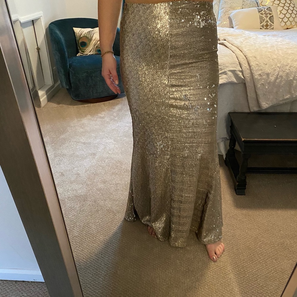 Line and dot sequin maxi skirt